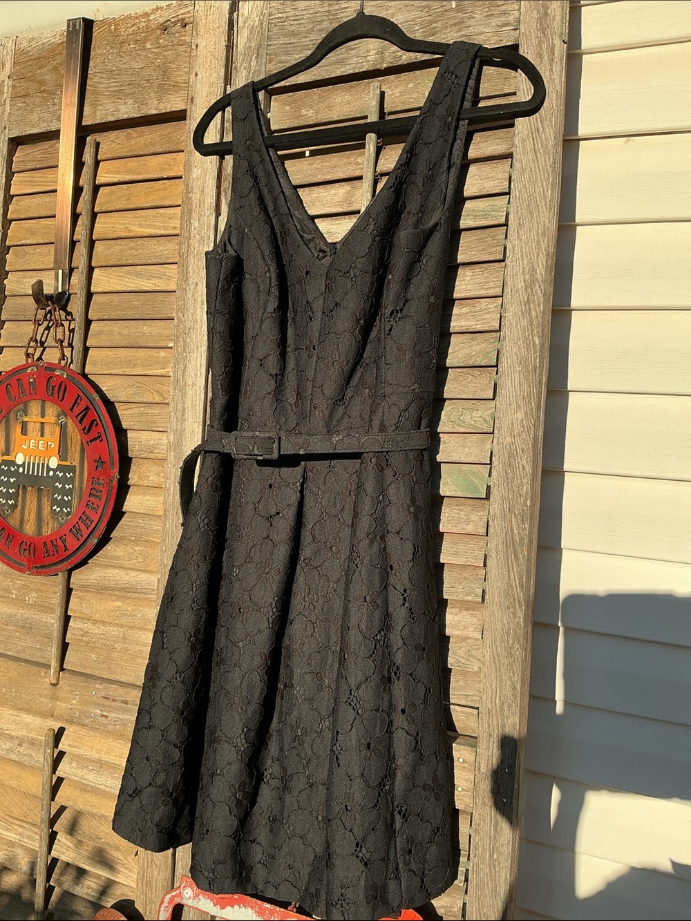 Trina Turk Black Lace V-Neck Fit-and-Flare Mini Dress